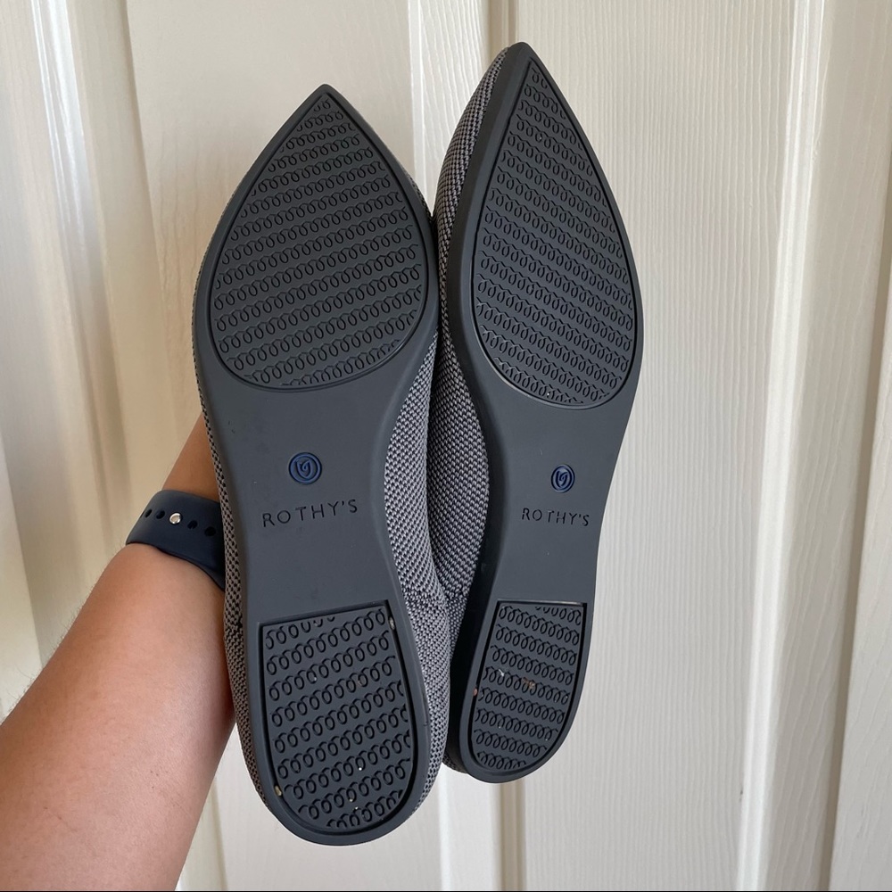 Rothy’s Women's Gray The Point Flat Shoes Cloud Grey Birdseye Sz 7 - Picture 9 of 13